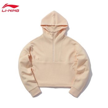 Lining 李宁 训练系列女子时尚宽松套头连帽卫衣AWDQ372