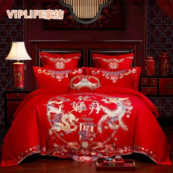 VIPLIFE [婚庆-花好月圆-床单款]棉刺绣婚庆六件套 1.5米床   VIPS103370