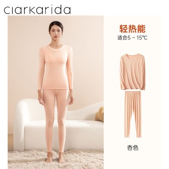 Clarkarida 女士圆领德绒秋衣秋裤保暖内衣套装 6707JY