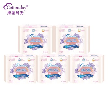 Cottonday 绵柔时光 风铃草弱酸日用卫生巾245mm*10p*5包