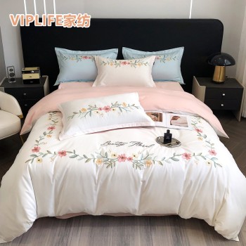 VIPLIFE [晨之语系列]轻奢优雅刺绣棉四件套（1.5-1.8m床）
