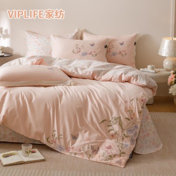 VIPLIFE 法式小清新绣花全棉床单四件套礼盒装 2.0床