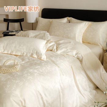 VIPLIFE 竹影贡缎提花全棉床笠四件套-竹影贡缎系列 1.5米(被套200*230cm)