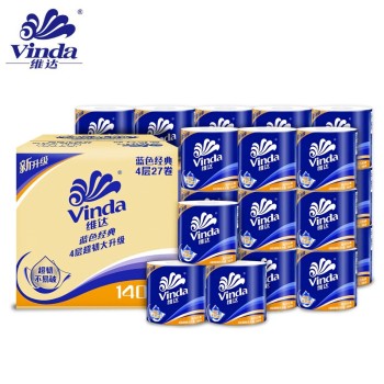 维达 蓝色经典有芯卷纸 4层140g*27卷