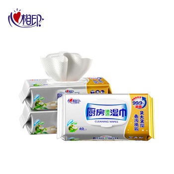 心相印 厨房专用系列40片装湿巾（金装）XJB040+P1（3包装）