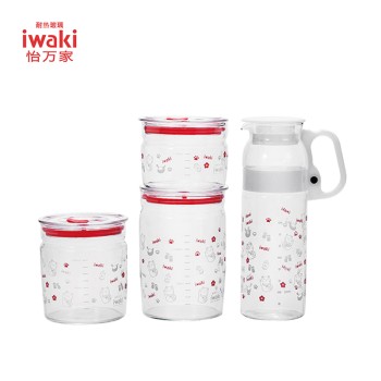 iwaki 怡万家 和风4件套（密封罐+冷水壶）TAMIX24M1C