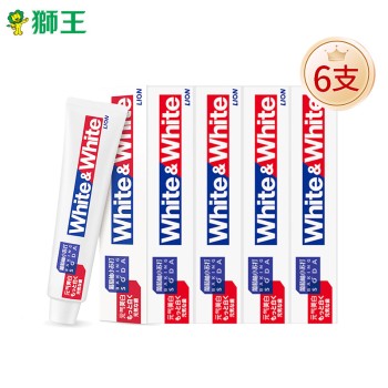 LION 狮王 WHITE&WHITE小苏打元气美白牙膏(葡萄柚)120g*6支