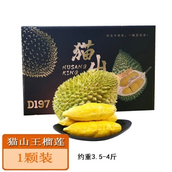 D197马来西亚 进口猫山王榴莲液氮冷冻整颗3.5-4斤