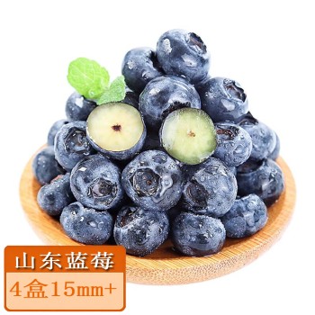 山东蓝莓 4盒单果15mm+【顺丰或京东快递】