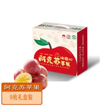 新疆阿克苏苹果9枚精致手提礼盒 果径95-90mm【顺丰/京东快递】