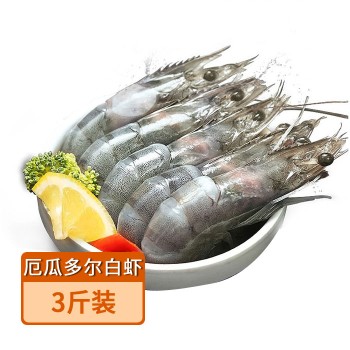【买1赠1】王牌 盐冻南美厄瓜多尔白虾1.5kg 广东省内包邮