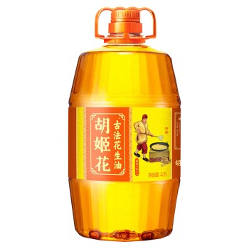 胡姬花 食用油 压榨一级 古法花生油4L