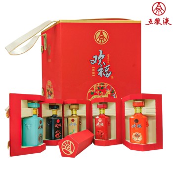 【4支整箱】五粮液欢福52度浓香型白酒500ml*5