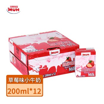 【特产】德国原装进口 牧牌MUH甘蒂牧场 草莓味小牛奶(红包装）原箱 果味奶