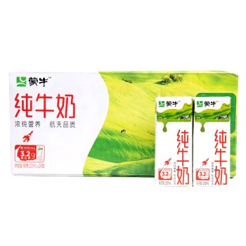 蒙牛 纯牛奶200mL×24盒/箱