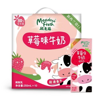 纽麦福 草莓味牛奶调制乳250ML*10盒 礼盒装