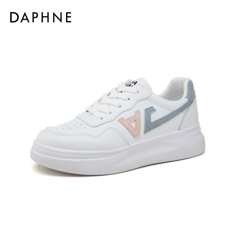 daphne 达芙妮 女士厚底百搭圆头透气休闲小白鞋 4221015116